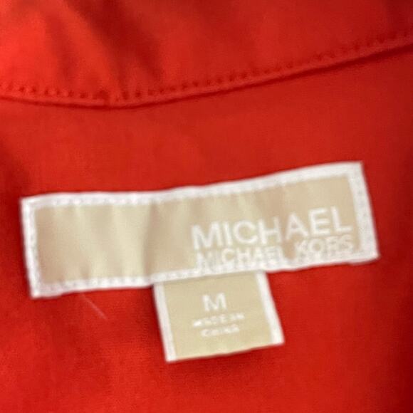 Michael Michael Kors Zip Up Shirt Dress Belted Orange Size Medium - Picture 9 of 10